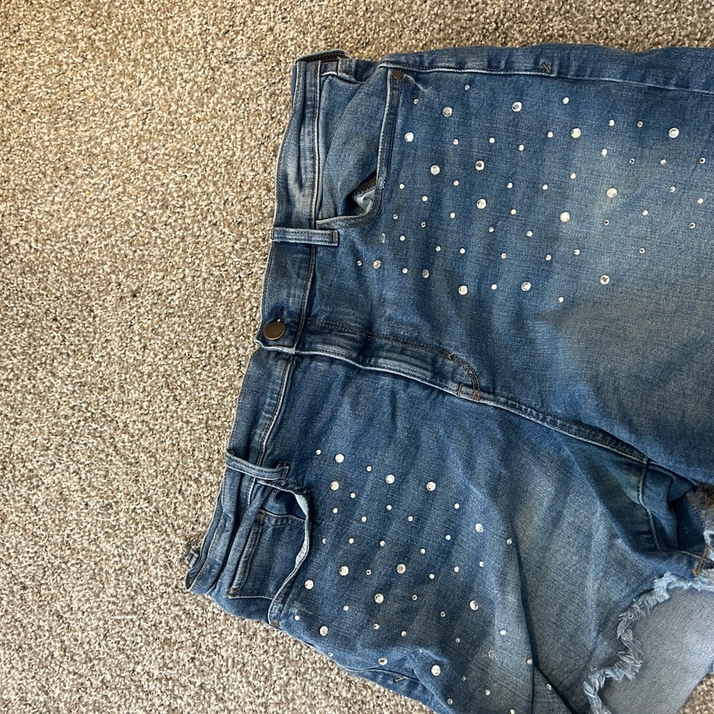 a.n.a Blue Boyfriend Jeans with Rhinestone Details